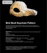 Load image into Gallery viewer, PATTERN: Bird Skull Keychain