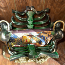 Load image into Gallery viewer, Antique Emerald Bone Red Ribcage Bag