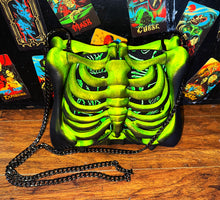 Load image into Gallery viewer, Ribcage Bag - Neon Green w/Bones Lining