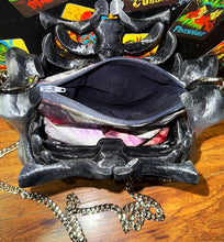 Load image into Gallery viewer, Ribcage Bag - Hand Painted- One of a Kind Black And Silver