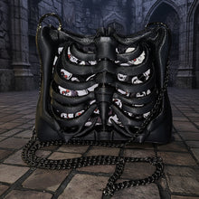 Load image into Gallery viewer, Ribcage Bag - Hand Painted- One of a Kind Back to Black