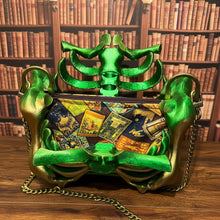 Load image into Gallery viewer, Emerald & Gold Ribcage Bag – Vintage Storybook Lining