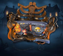 Load image into Gallery viewer, Neon Orange & Black Ribcage Bag – Vintage Halloween Liner