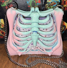 Load image into Gallery viewer, Pastel Goth Ribcage Bag - Hand Painted- One of a Kind