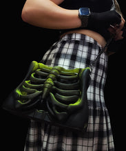 Load image into Gallery viewer, Neon Green and Black Ribcage Bag
