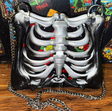 Load image into Gallery viewer, 🖤 Grinchmas Ribcage Bag – Changeable Lining for Year-Round Use 🎄💀
