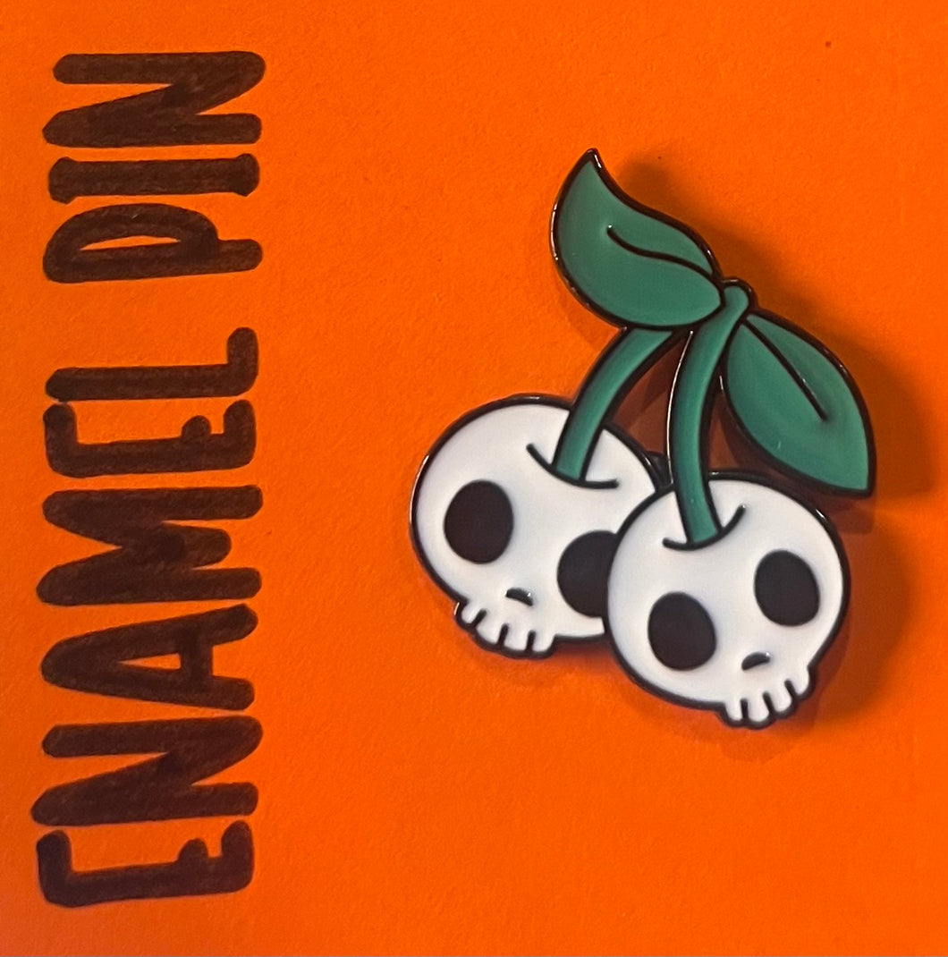 Skull Cherries Enamel Pin