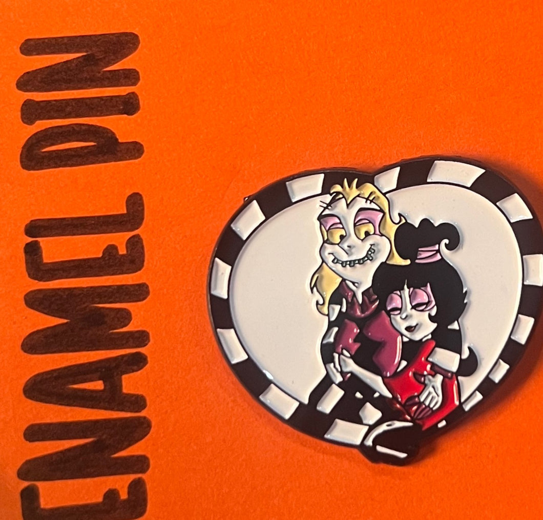 Beetlejuice and Lydia Enamel Pin