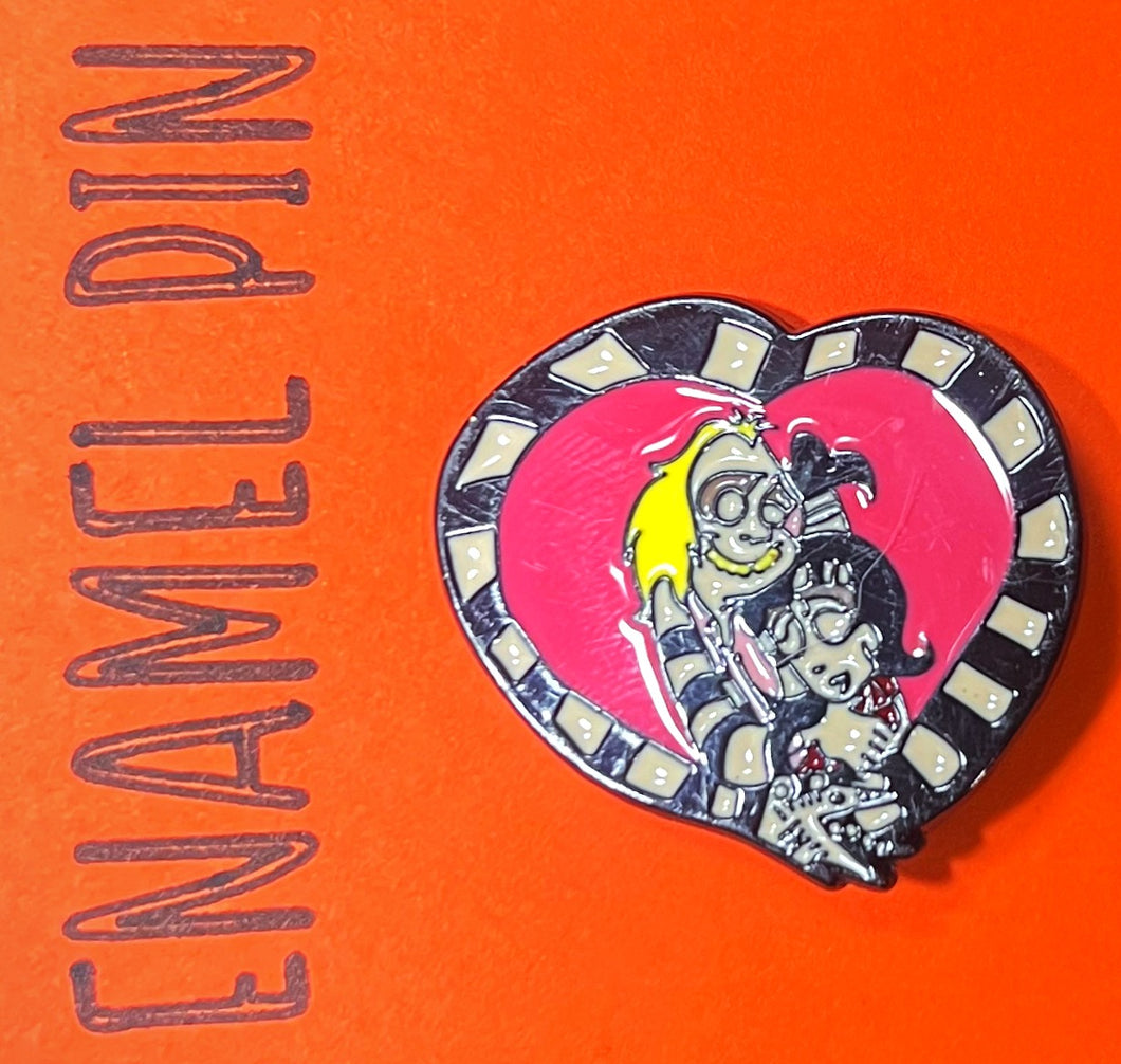 Beetlejuice and Lydia Enamel Pin