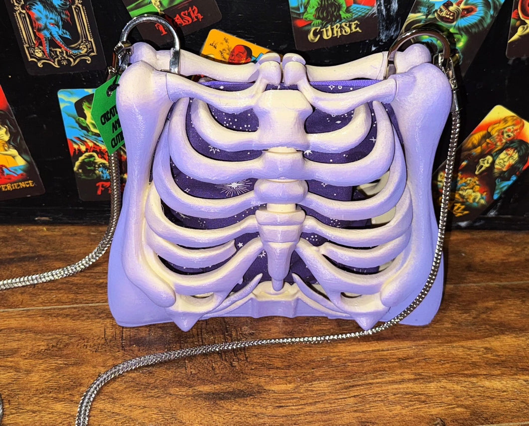 Ribcage Bag - Hand Painted- One of a Kind Purple Stars