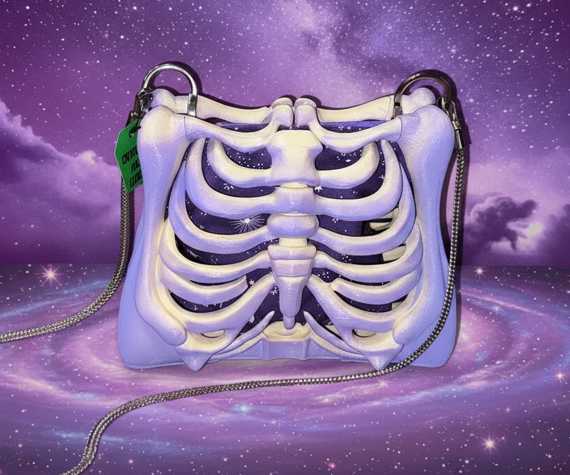 Ribcage Bag - Hand Painted- One of a Kind Purple Stars