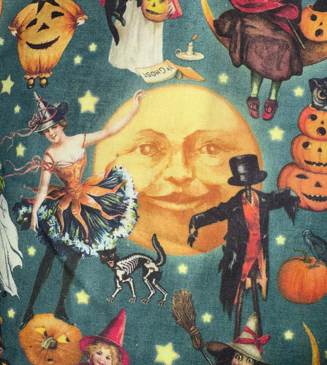 Ribcage Bag Lining Replacement - Blue Vintage Halloween