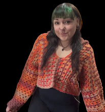 Load image into Gallery viewer, Autumn Ember Crochet Pullover – Size SM/MD
