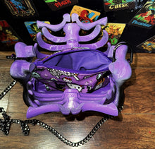 Load image into Gallery viewer, Ribcage Bag - Hand Painted- One of a Kind Purple Goth
