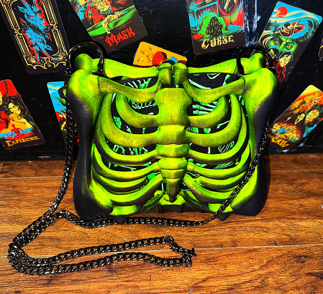 Pre-Order Ribcage Bag - Neon Green w/Bones Lining
