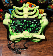 Load image into Gallery viewer, PRE-ORDER: Ribcage Bag - Neon GreenBlack, and Off White w/Bones Lining
