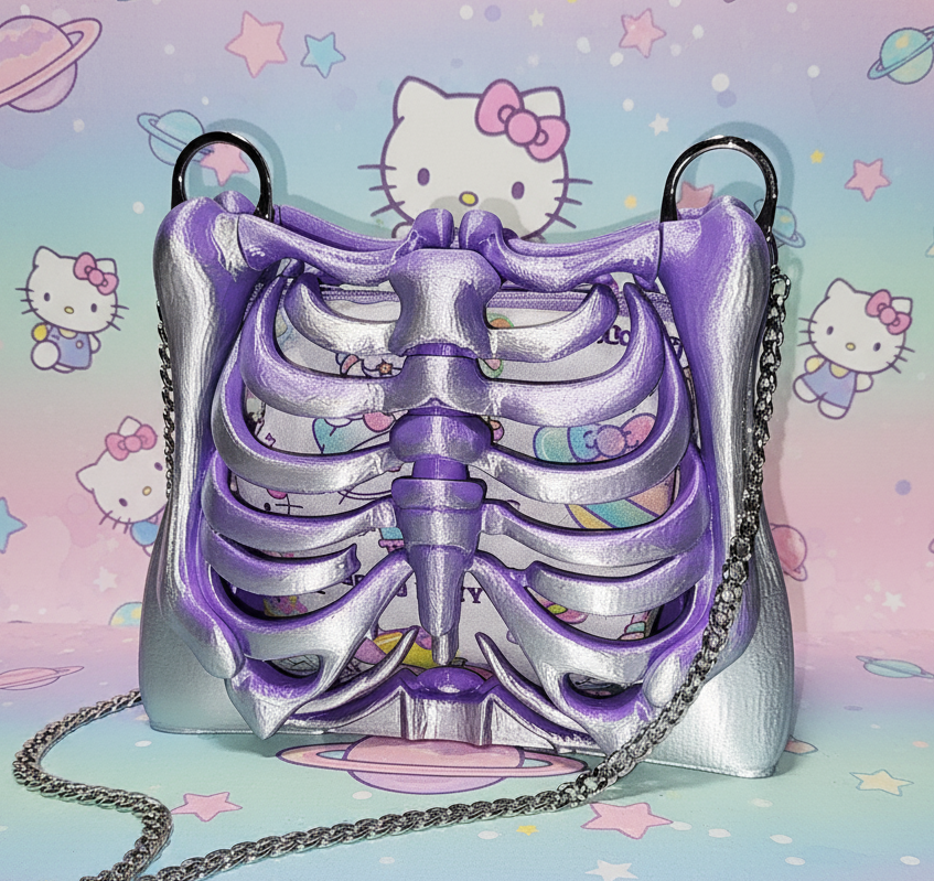 Ribcage Bag - Hand Painted- One of a Kind