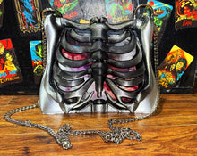 Load image into Gallery viewer, Ribcage Bag - Hand Painted- One of a Kind Black And Silver
