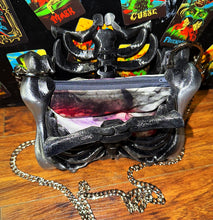 Load image into Gallery viewer, Ribcage Bag - Hand Painted- One of a Kind Black And Silver
