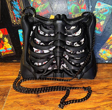 Load image into Gallery viewer, Ribcage Bag - Hand Painted- One of a Kind Back to Black
