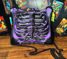Load image into Gallery viewer, Ribcage Bag - Hand Painted- One of a Kind Purple Goth
