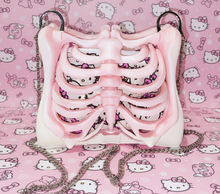 Load image into Gallery viewer, Ribcage Bag - Hand Painted- One of a Kind Pastel Pink
