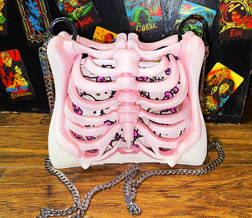 Ribcage Bag - Hand Painted- One of a Kind Pastel Pink