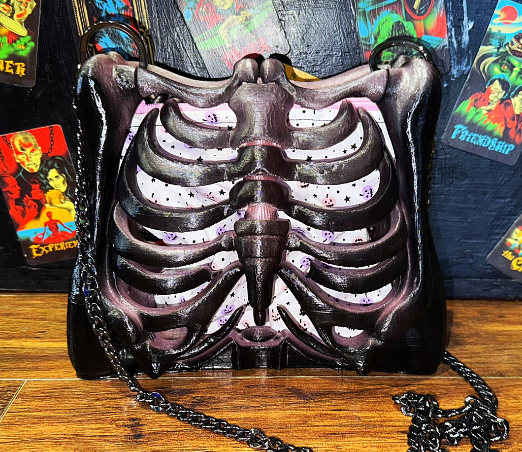 Ribcage Bag - Hand Painted- One of a Kind Pastel Pink Goth