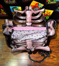 Load image into Gallery viewer, Ribcage Bag - Hand Painted- One of a Kind Pastel Pink Goth
