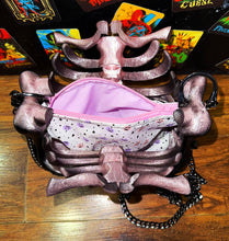 Load image into Gallery viewer, Ribcage Bag - Hand Painted- One of a Kind Pastel Pink Goth
