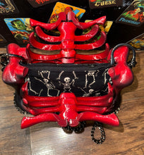 Load image into Gallery viewer, Ribcage Bag - Hand Painted- One of a Kind Red Bag of Bones
