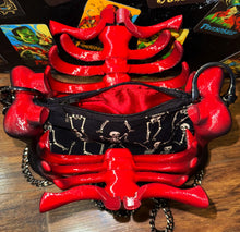 Load image into Gallery viewer, Ribcage Bag - Hand Painted- One of a Kind Red Bag of Bones
