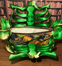 Load image into Gallery viewer, Emerald &amp; Gold Ribcage Bag – Vintage Storybook Lining
