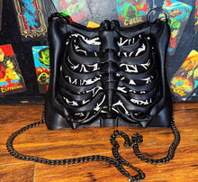 Load image into Gallery viewer, Ribcage Bag - Hand Painted- One of a Kind Spiderweb
