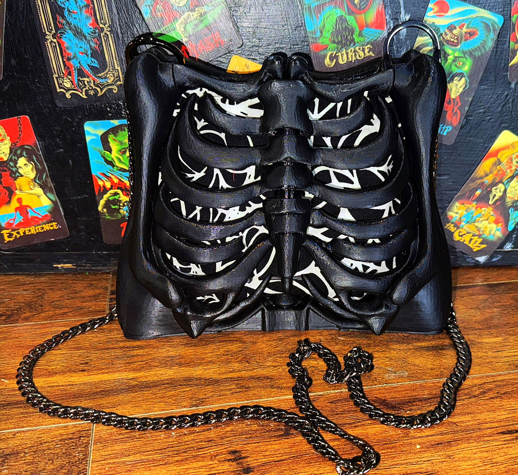 Ribcage Bag - Hand Painted- One of a Kind Spiderweb