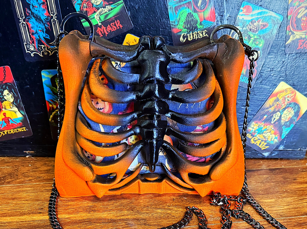 Neon Orange & Black Ribcage Bag – Vintage Halloween Liner