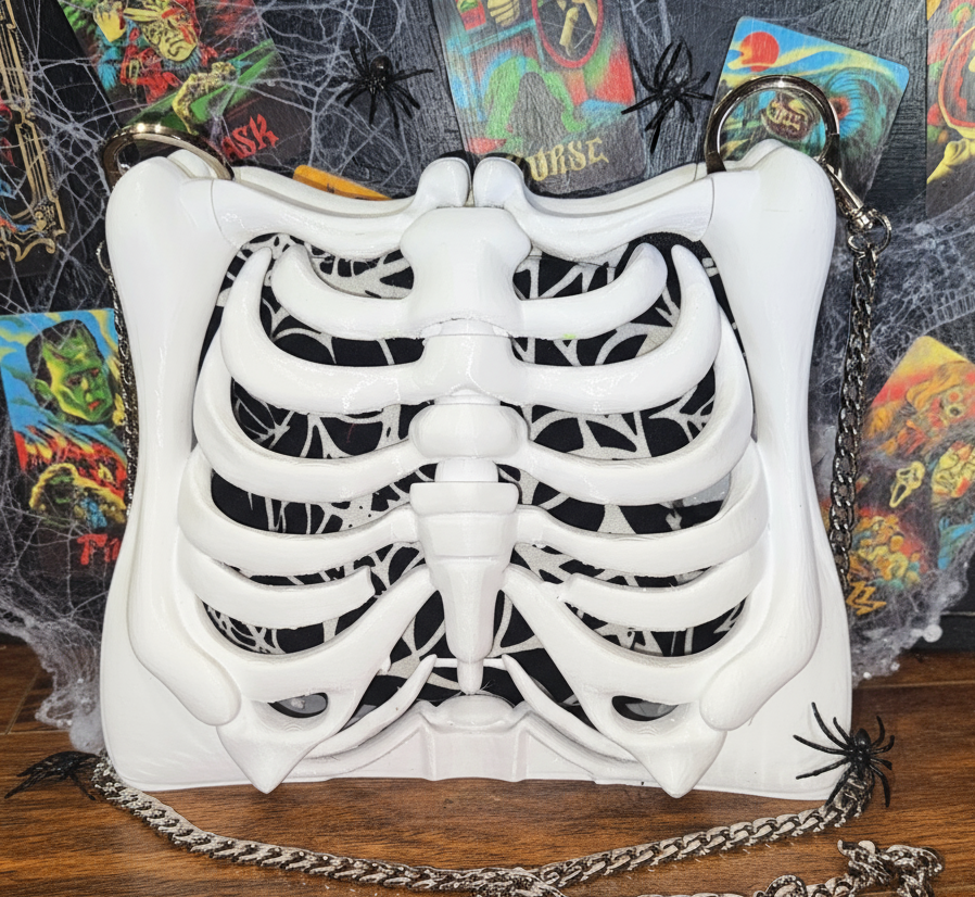 Ribcage Bag - One of a Kind White Spiderweb Edition