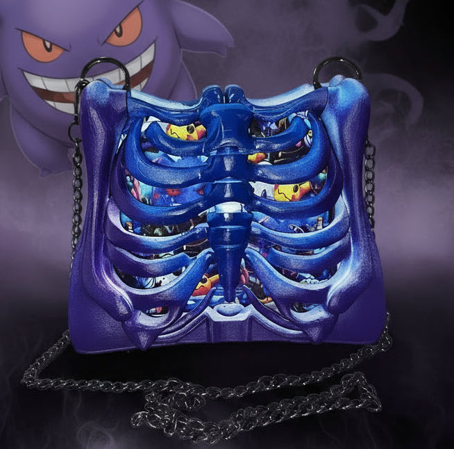 Ghost Type Ribcage Bag - Hand Painted- One of a Kind