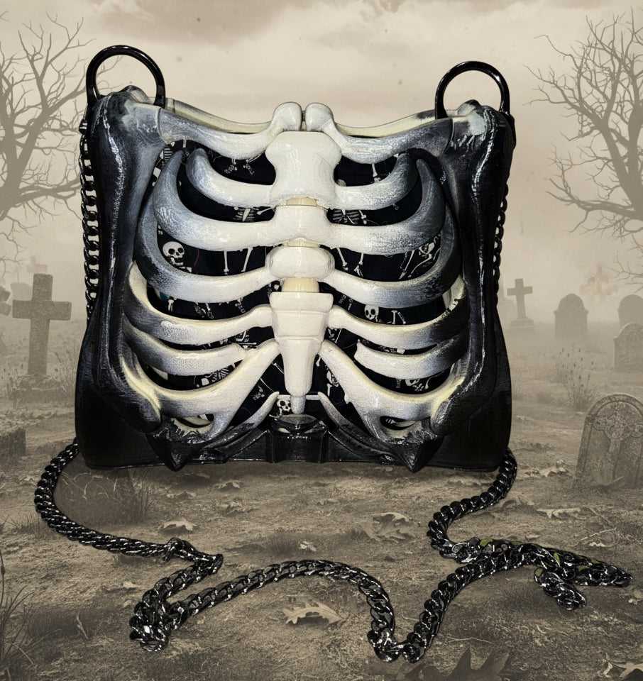 Bag of Bones Ribcage Bag - Hand Painted- One of a Kind
