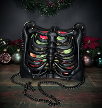 Load image into Gallery viewer, Dark Christmas Ribcage Bag - Hand Painted- One of a Kind
