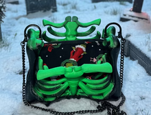 Load image into Gallery viewer, Neon Green Bag of Bones Ribcage Bag - Hand Painted- One of a Kind

