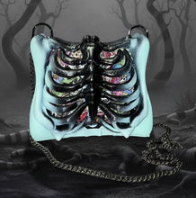 Load image into Gallery viewer, Tim Burton Inspired Ribcage Bag - Hand Painted- One of a Kind
