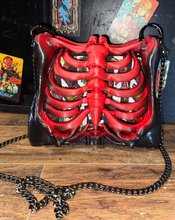 Load image into Gallery viewer, Beetlejuice ♥️🖤 Bone Red Ribcage Bag
