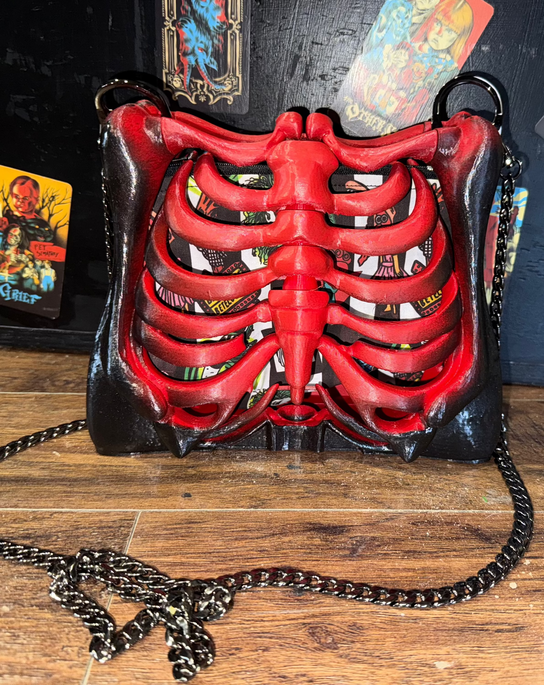 Beetlejuice ♥️🖤 Bone Red Ribcage Bag
