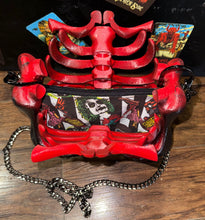 Load image into Gallery viewer, Beetlejuice ♥️🖤 Bone Red Ribcage Bag
