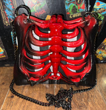 Load image into Gallery viewer, The Bloody Bone Red Ribcage Bag
