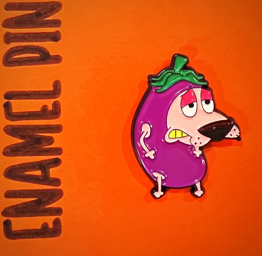 Eggplant Courage the Cowardly Dog Enamel Pin