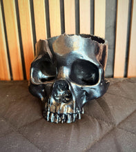Load image into Gallery viewer, Metallic Blue Black Skull Yarn Bowl
