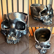 Load image into Gallery viewer, Metallic Blue Black Skull Yarn Bowl
