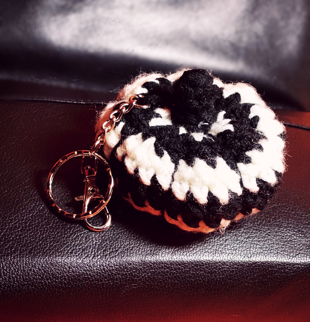 Black and White Pumpkin Keychain